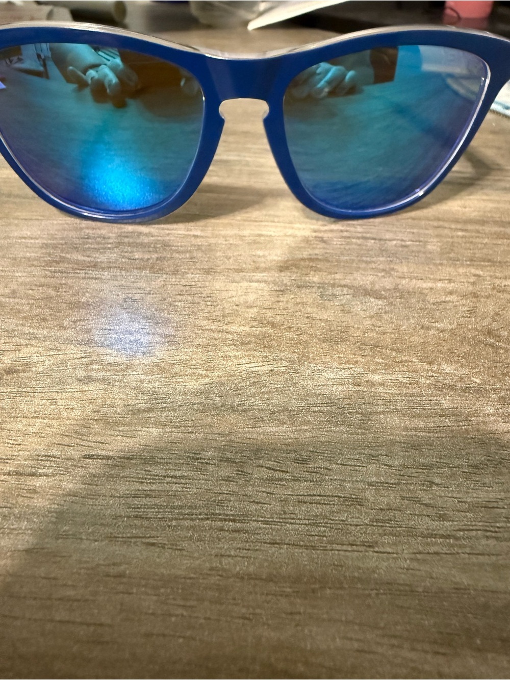 Oakley Women's Frogskin Blue Frame Sunglasses with Blue Mirrored Lenses